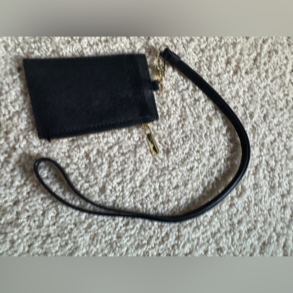 Tory Burch Black Leather Wristlet Card Case with Gold Logo NWOT - Picture 5 of 9